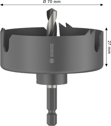 Serra copo tipo mandril para madeira e drywall Bosch 70 x 27 mm.